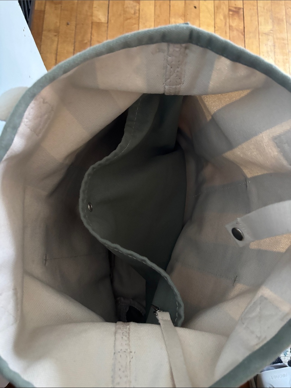 Lands' End Striped Canvas Tote in Sage & Cream - Picture 7 of 8